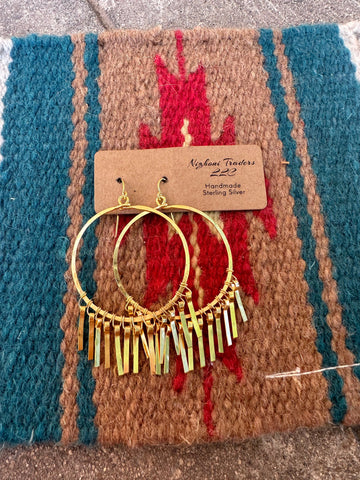 “The Golden Collection” Fringy Handmade Gold Plated Hoop Earrings