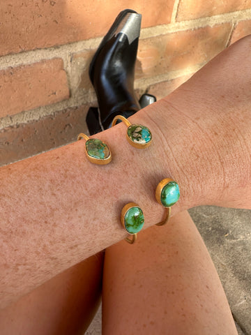 "Golden Horizon Turquoise Cuff Bracelet | Handcrafted Elegance"