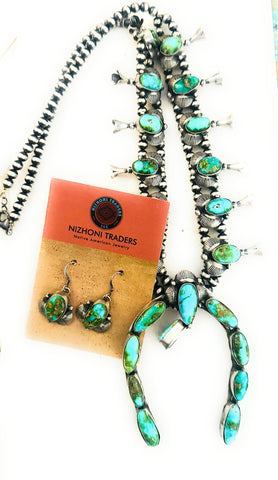 Navajo Sonoran Mountain Turquoise & Sterling Silver Necklace Set