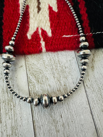 Navajo Sterling Silver Pearl 14” Beaded Necklace