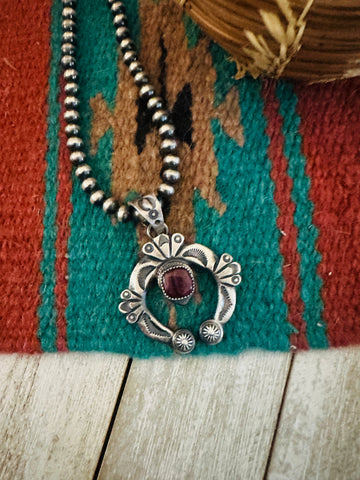 Navajo Sterling Silver & Purple Spiny Naja Pendant by Kevin Billah