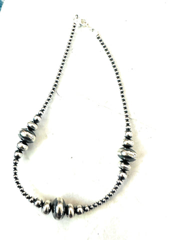 Navajo Sterling Silver Pearl 14” Beaded Necklace