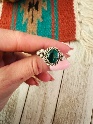 Navajo Malachite & Sterling Silver Ring Size 8.5