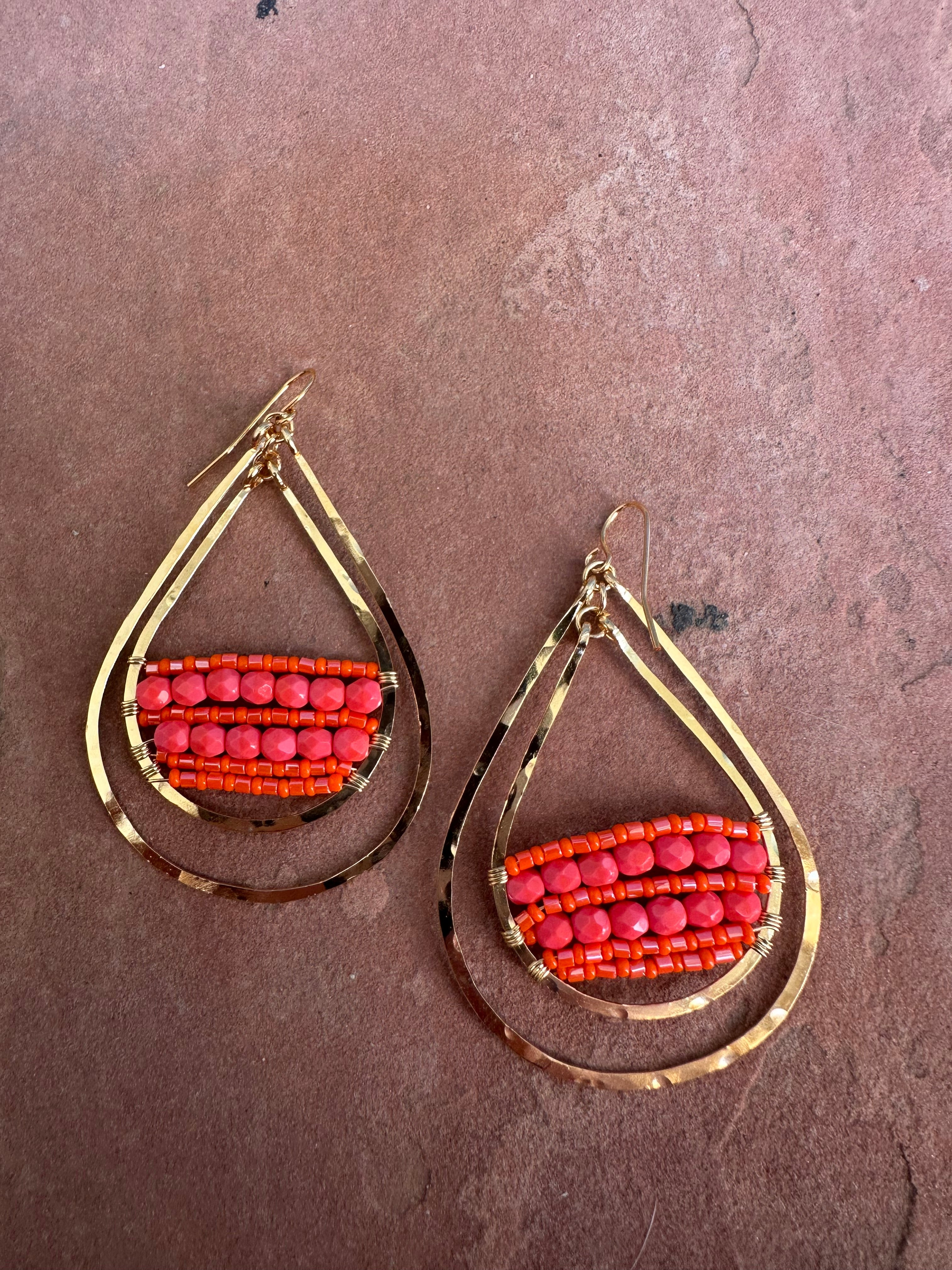 Elevate Your Style with Goldie Double Hoop Coral Earrings