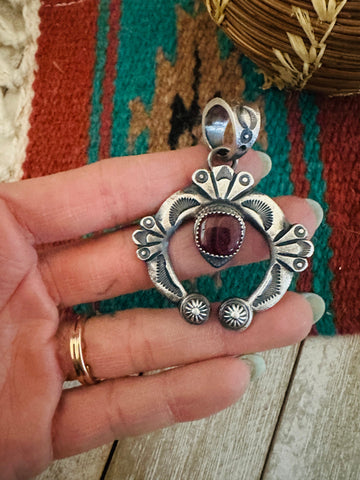 Navajo Sterling Silver & Purple Spiny Naja Pendant by Kevin Billah