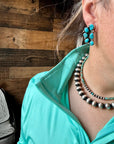 Big Cluster stud earrings - sterling silver and turquoise