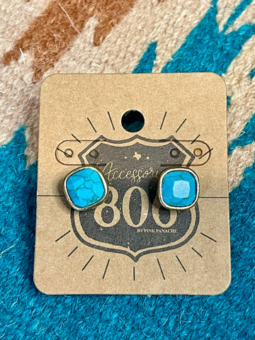 Turquoise Gold Stud Earrings