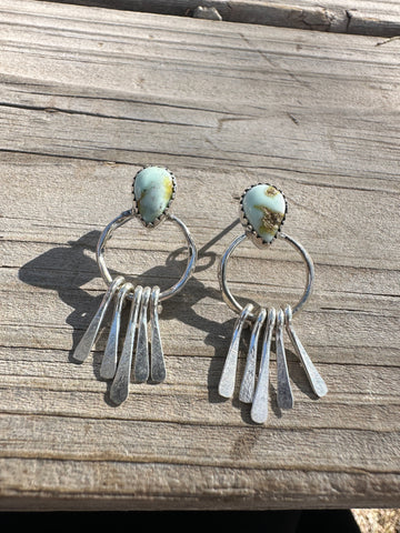 Handmade Sterling Silver & Palomino Turquoise Fringe Earrings