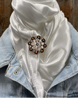 35X35" Solid White Wild Rag / Scarf WRS3 - Crystal Concho Wild Rag Slides - Assorted