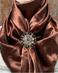 35X35" Solid Brown Wild Rag / Scarf WRS2 - Crystal Concho Wild Rag Slides - Assorted