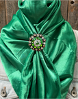 35X35" Solid Green Wild Rag / Scarf WRS18 - Crystal Concho Wild Rag Slides - Assorted