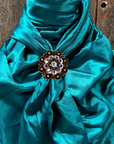 35X35" Solid Teal Wild Rag / Scarf WRS5 - Crystal Concho Wild Rag Slides - Assorted