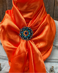 35X35" Solid Orange Wild Rag / Scarf WRS20 - Crystal Concho Wild Rag Slides - Assorted