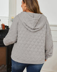 Plus Size Solid Quilted Quarter Zip Hoodie