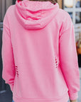 Solid Ripped Hooded Sweatshirt