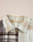 Plaid Patchwork Side Pocket Button-Up Shacket