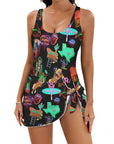 Vegas Neon Skirted Swimsuit