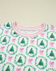 Christmas Tree Bow Top and Pants Lounge Set