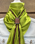 35X35" Solid Light Green Wild Rag / Scarf - Leather Slide and Bolo Tie