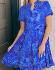Floral V-Neck Short Sleeve Mini Dress