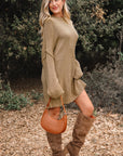 Solid Slouchy Drop Shoulder Sweater Dress