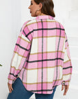Plaid Button-Up Long Sleeve Pocketed Shacket