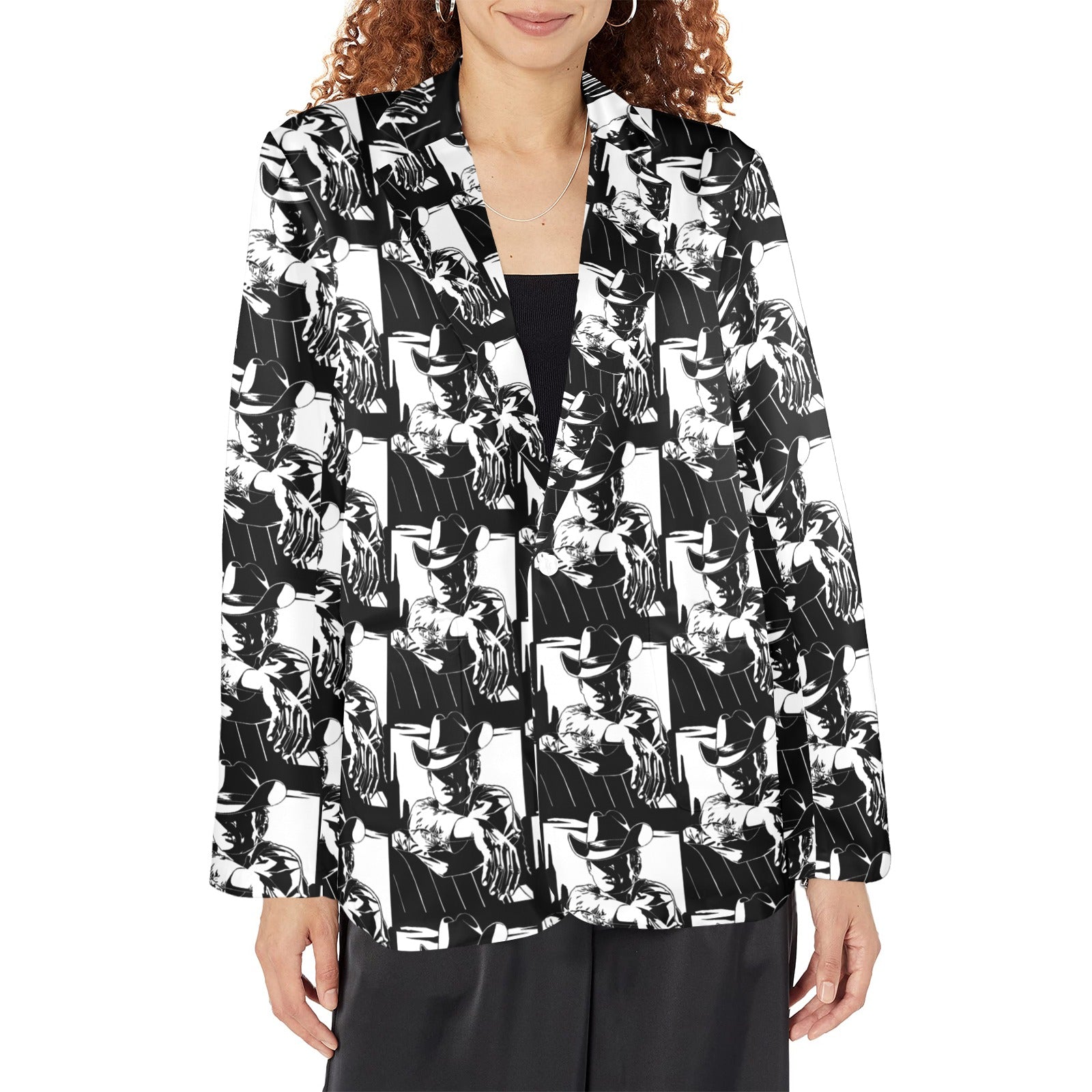 Black White Cowboy Women&#39;s Western Blazer