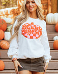 Halloween Pumpkin Terry Patched Pullover Sweatshirt