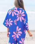 Ailany Flower Collar Button Front Loose Romper