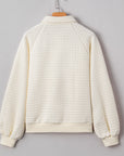 Pineapple Textured Half-Button Collared Sweatshirt