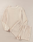 Corded Knit Long Sleeve Top and Shorts Set