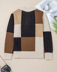 Paige Cable Knit Sleeve Buttons Collared Sweater