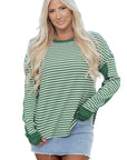 Stripe Thermal Knit Drop Shoulder Top