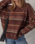 Boho Stripe Knitted Drop Shoulder Sweater
