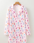 Christmas Tree Buttoned Shirt Sleep Dress