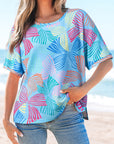 Lilyana Bowknot Waffle Crewneck Loose Short Sleeve Top