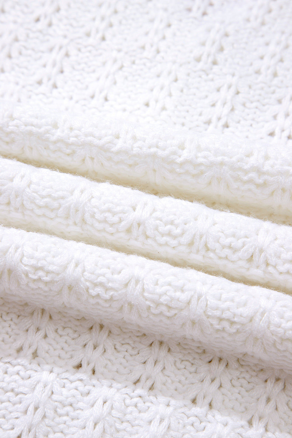 Textured Knit Ribbed Edge V-Neck Sweater