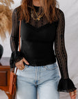 Lace Patchwork Flounce Sleeve Top