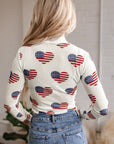 Americana Heart Mesh Long Sleeve Bodysuit