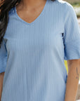 Textured Ruffle Sleeve V-Neck Top