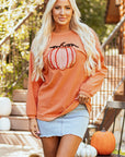 Sequined Pumpkin Halloween Sweatshirt