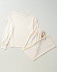 Checker Long Sleeve Top and Pants Lounge Set