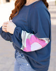 Sara Flower Raglan Sleeve Top