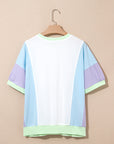 Colorblock Patchwork 3/4 Sleeve Chest Pocket T-Shirt