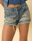 Frayed Ripped Denim Shorts
