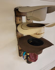 3 Cowboy Hat Rack Vertical | Cowboy Hat Holder | Rustic Western Hat Display | Handcrafted Wooden Organizer | Space-Saving Home Decor | Made in USA