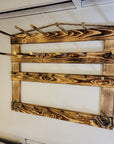 6 Cowboy Hat Rack | Cowboy Hat Holder |  with 13 Gimmee Cap pegs | Rustic Western Hat Display | Handcrafted Wooden Organizer | Space-Saving Home Decor | Made in USA