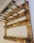 6 Cowboy Hat Rack | Cowboy Hat Holder |  with 13 Gimmee Cap pegs | Rustic Western Hat Display | Handcrafted Wooden Organizer | Space-Saving Home Decor | Made in USA