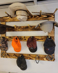 6 Cowboy Hat Rack | Cowboy Hat Holder |  with 13 Gimmee Cap pegs | Rustic Western Hat Display | Handcrafted Wooden Organizer | Space-Saving Home Decor | Made in USA