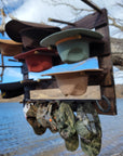 9 Cowboy Hat Rack | Cowboy Hat Holder | Rustic Western Hat Display | Handcrafted Wooden Organizer | Space-Saving Home Decor | Made in USA